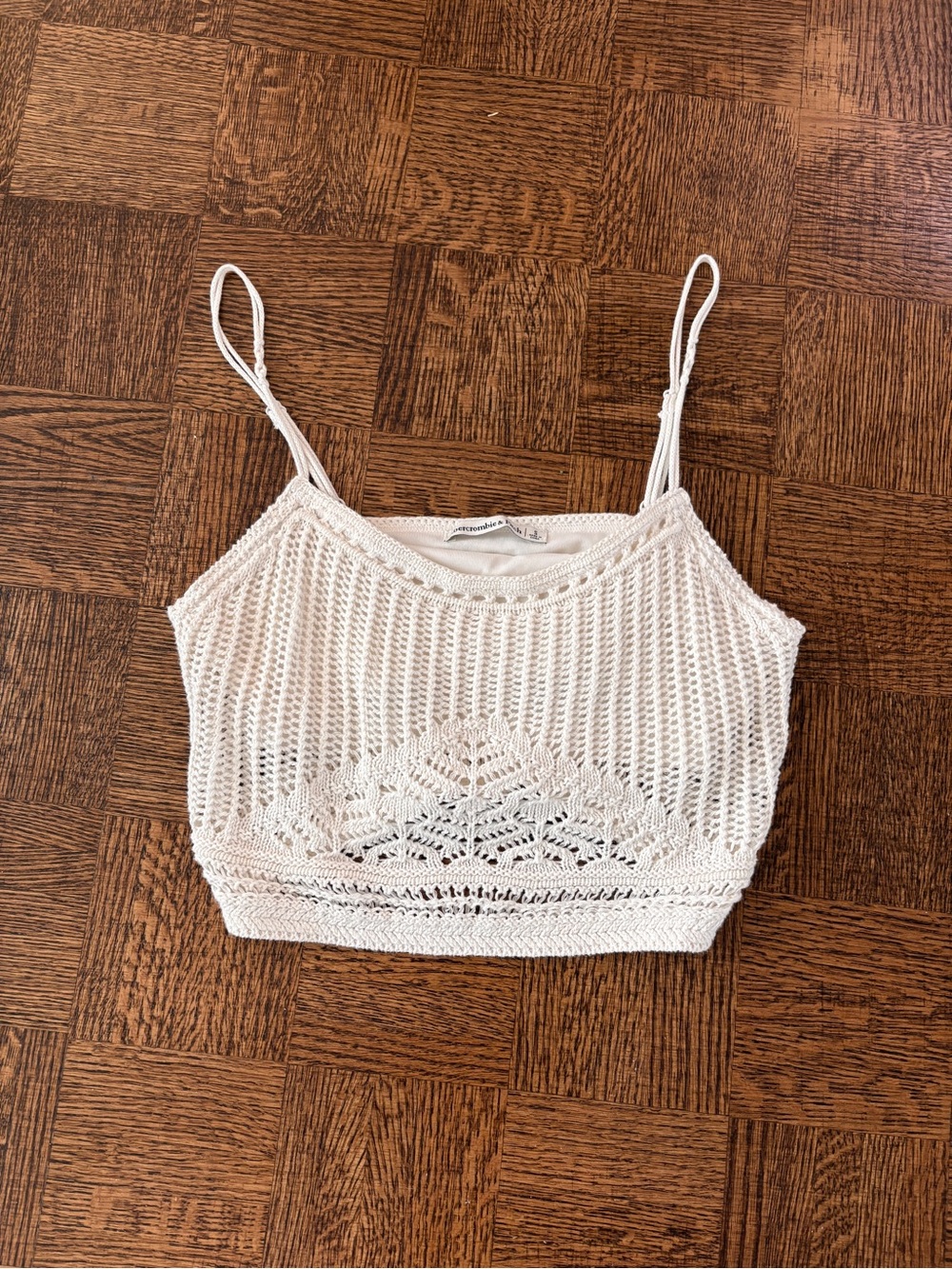 Abercrombie & Fitch Cream Crochet Spaghetti Strap Crop Cami